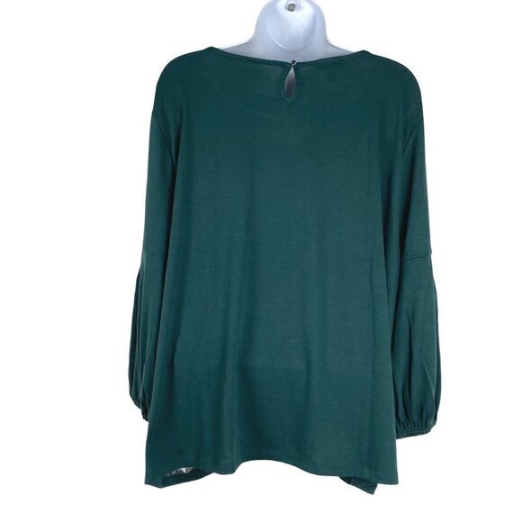 Talbots Top Puff Sleeve Green Solid‎ Polyester Blend NWT Women's 3XP - Picture 6 of 10